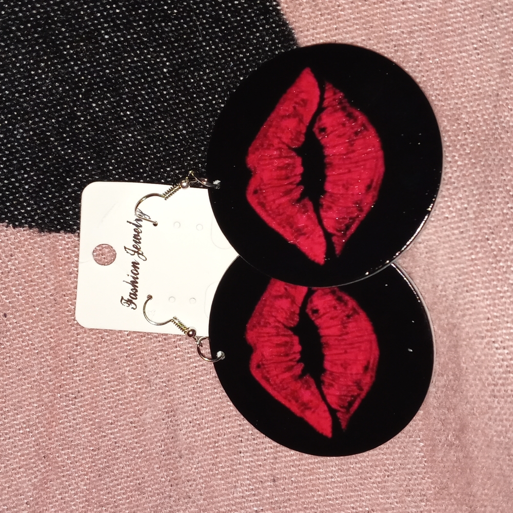 Candy Apple Lip Wooden Earrings